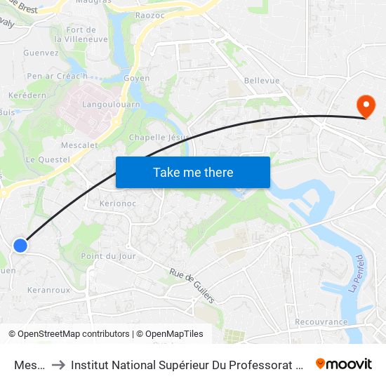 Mesnos to Institut National Supérieur Du Professorat Et De L'Éducation map