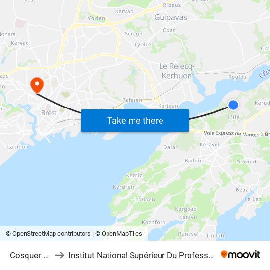 Cosquer St Jean to Institut National Supérieur Du Professorat Et De L'Éducation map