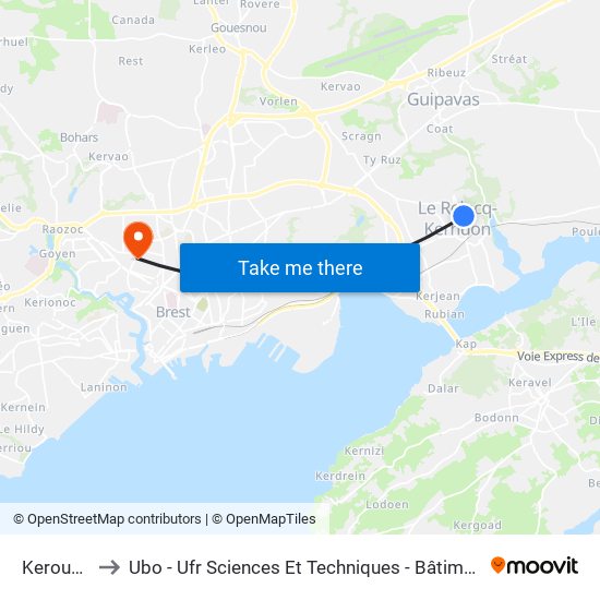 Keroumen to Ubo - Ufr Sciences Et Techniques - Bâtiment Langevin map