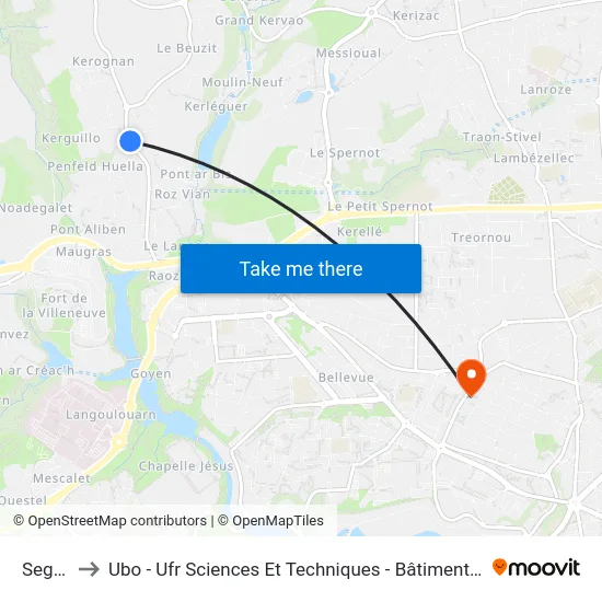 Seguin to Ubo - Ufr Sciences Et Techniques - Bâtiment Langevin map
