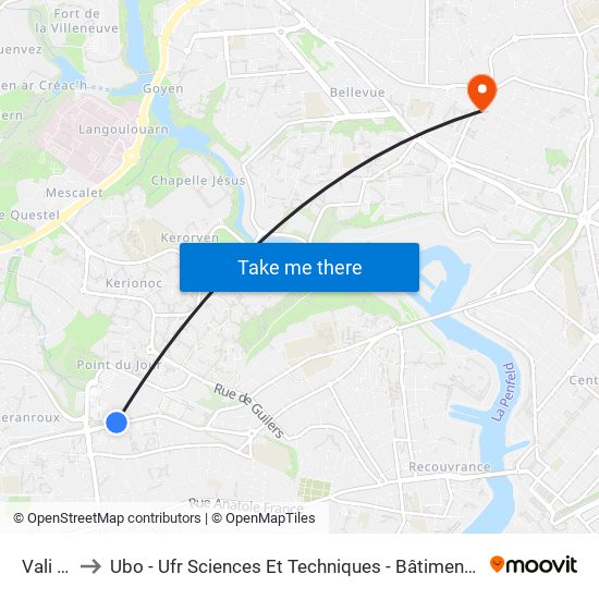 Vali Hir to Ubo - Ufr Sciences Et Techniques - Bâtiment Langevin map