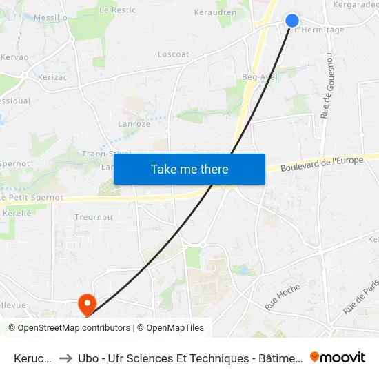 Keruchen to Ubo - Ufr Sciences Et Techniques - Bâtiment Langevin map
