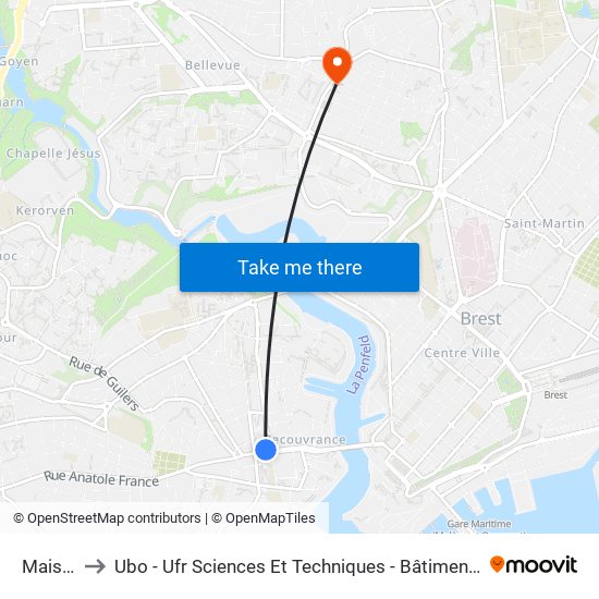 Maissin to Ubo - Ufr Sciences Et Techniques - Bâtiment Langevin map
