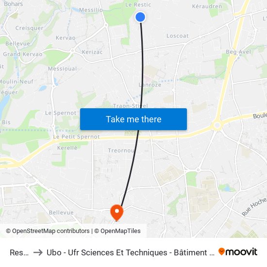 Restic to Ubo - Ufr Sciences Et Techniques - Bâtiment Langevin map