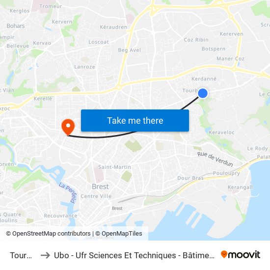 Tourbian to Ubo - Ufr Sciences Et Techniques - Bâtiment Langevin map