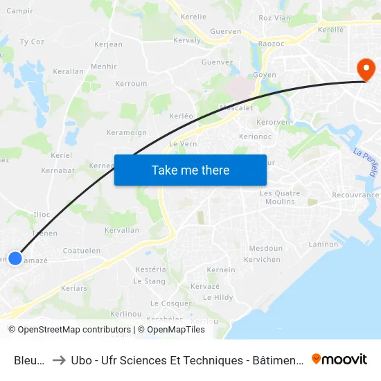 Bleuets to Ubo - Ufr Sciences Et Techniques - Bâtiment Langevin map