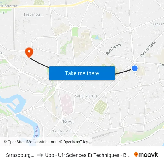 Strasbourg Valmy to Ubo - Ufr Sciences Et Techniques - Bâtiment Langevin map