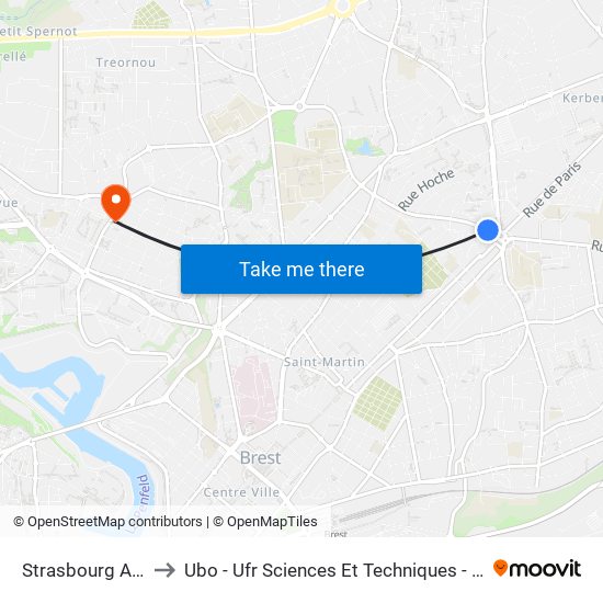 Strasbourg A. Louppe to Ubo - Ufr Sciences Et Techniques - Bâtiment Langevin map