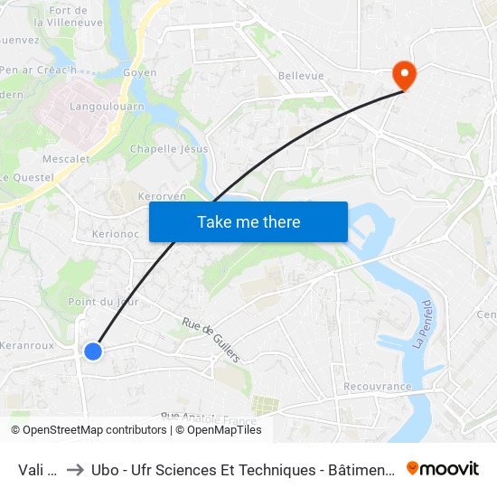 Vali Hir to Ubo - Ufr Sciences Et Techniques - Bâtiment Langevin map