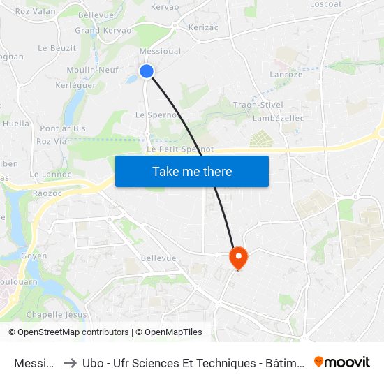 Messioual to Ubo - Ufr Sciences Et Techniques - Bâtiment Langevin map