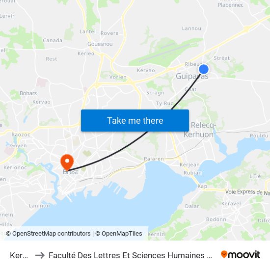 Kerafur to Faculté Des Lettres Et Sciences Humaines Victor Ségalen map