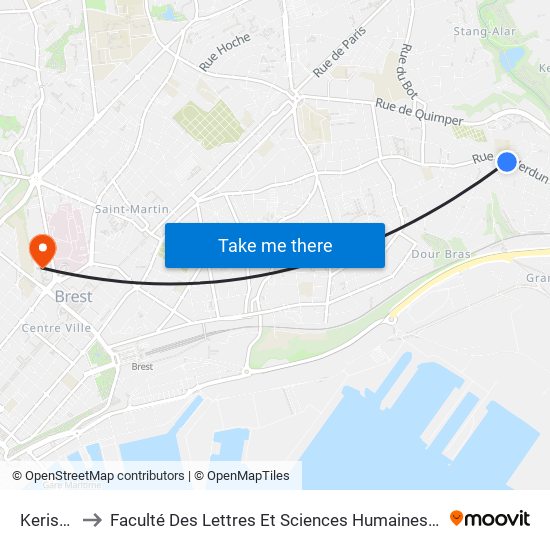 Kerisbian to Faculté Des Lettres Et Sciences Humaines Victor Ségalen map