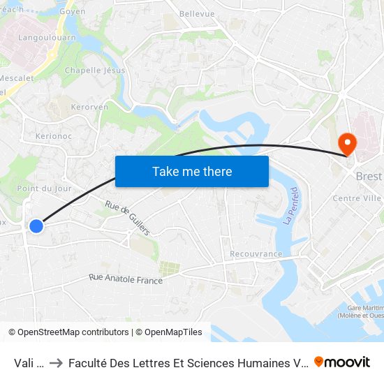 Vali Hir to Faculté Des Lettres Et Sciences Humaines Victor Ségalen map