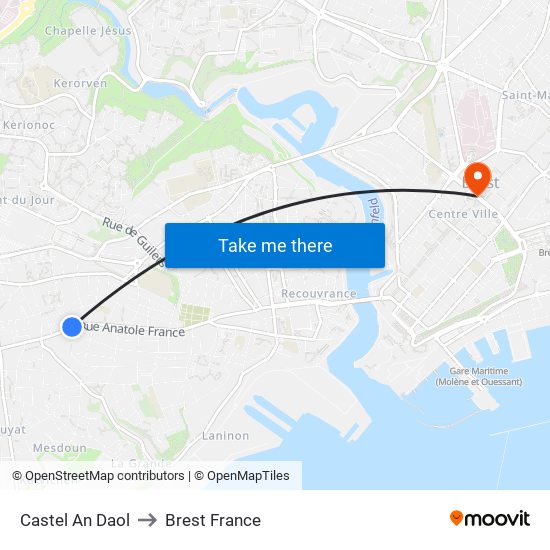 Castel An Daol to Brest France map
