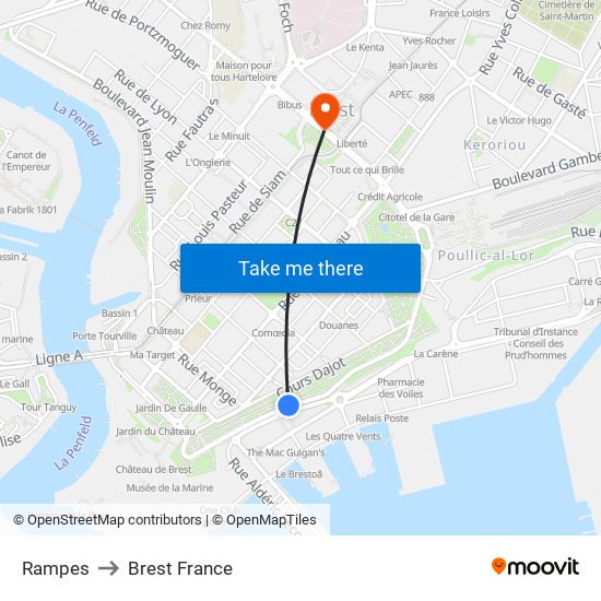Rampes to Brest France map