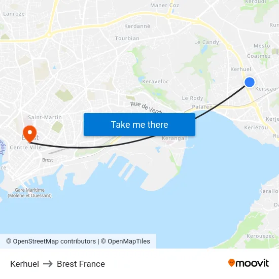 Kerhuel to Brest France map