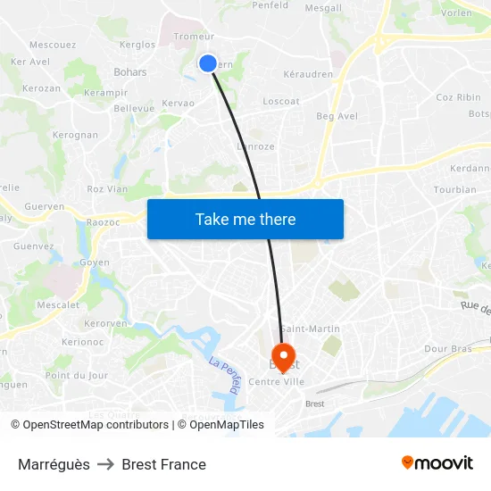 Marréguès to Brest France map