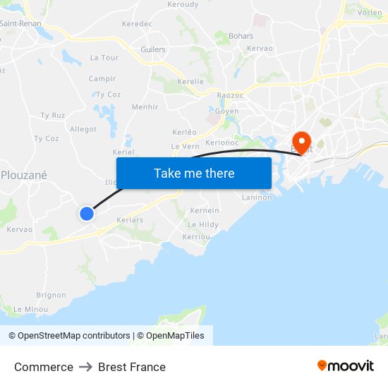 Commerce to Brest France map