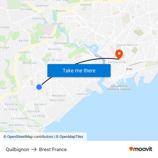 Quilbignon to Brest France map