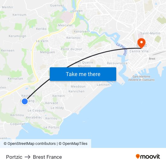 Portzic to Brest France map