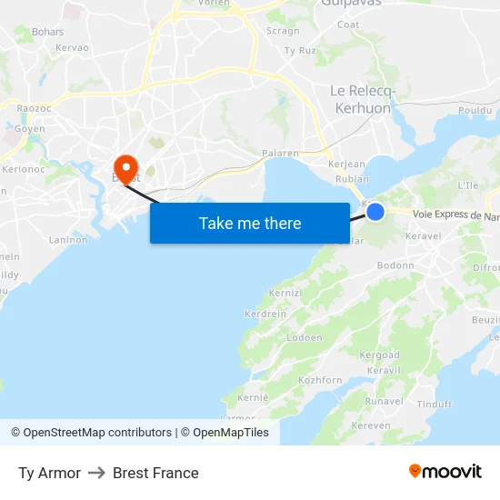 Ty Armor to Brest France map