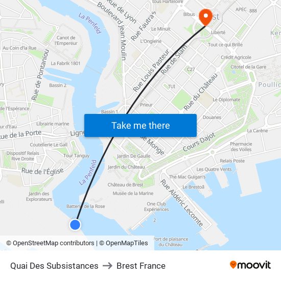 Quai Des Subs. to Brest France map