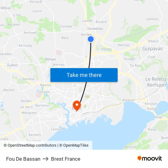 Fou De Bassan to Brest France map