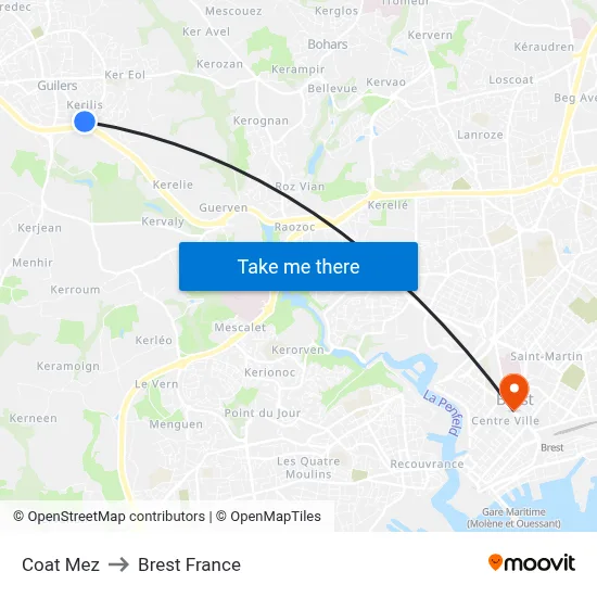Coat Mez to Brest France map