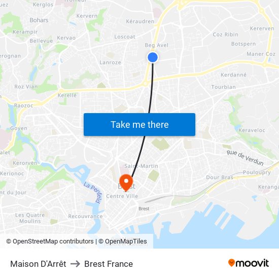 Maison D'Arrêt to Brest France map