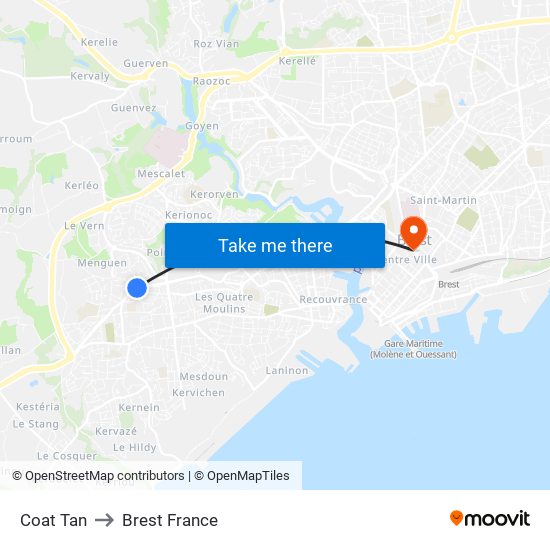 Coat Tan to Brest France map