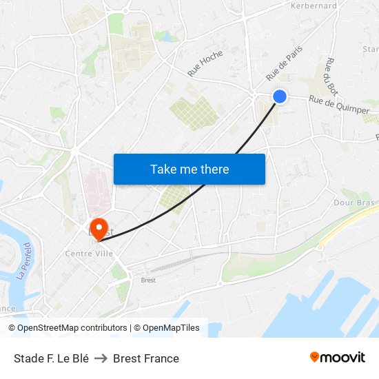 Stade F. Le Blé to Brest France map