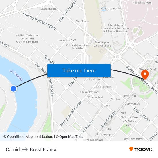 Camid to Brest France map