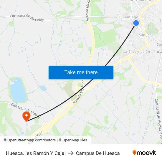 Huesca. Ies Ramón Y Cajal to Campus De Huesca map