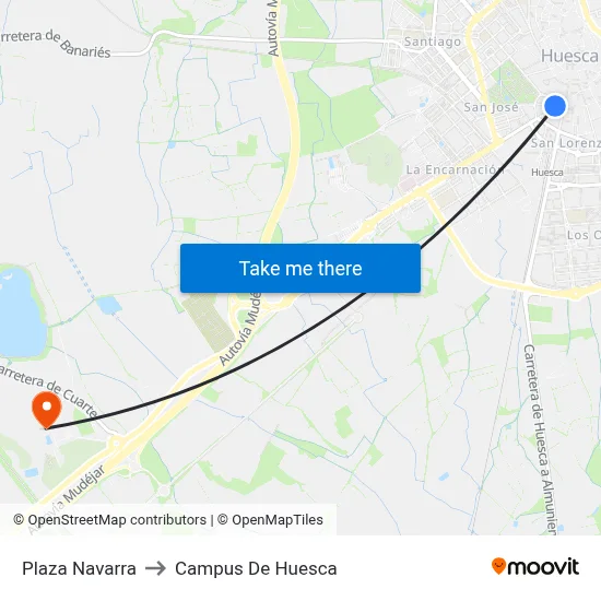 Plaza Navarra to Campus De Huesca map