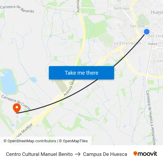 Centro Cultural Manuel Benito to Campus De Huesca map