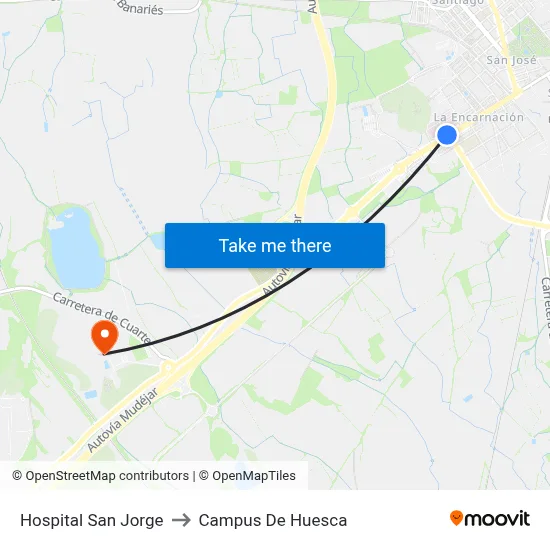 Hospital San Jorge to Campus De Huesca map