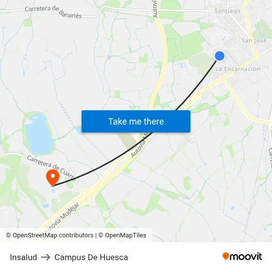 Insalud to Campus De Huesca map