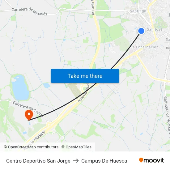 Centro Deportivo San Jorge to Campus De Huesca map