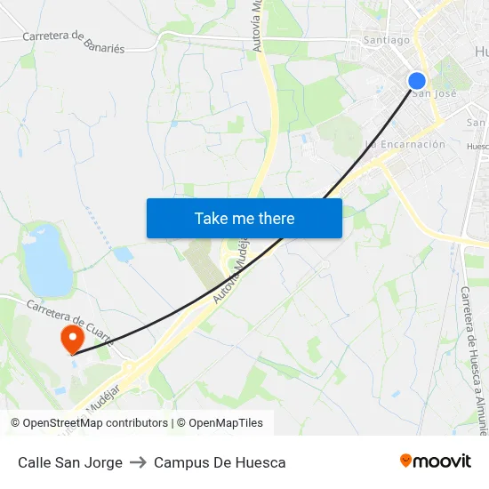 Calle San Jorge to Campus De Huesca map