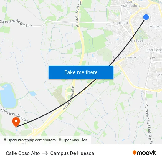 Calle Coso Alto to Campus De Huesca map