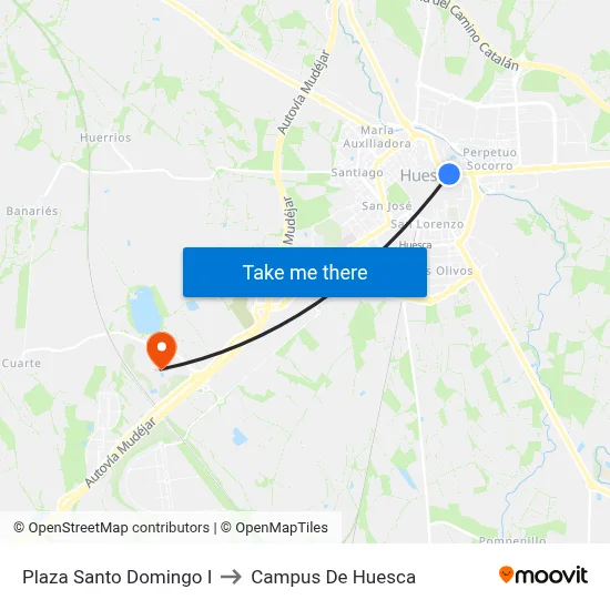Plaza Santo Domingo I to Campus De Huesca map