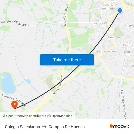 Colegio Salesianos to Campus De Huesca map