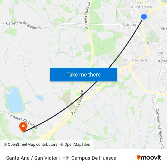 Santa Ana / San Viator I to Campus De Huesca map