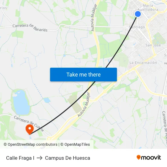 Calle Fraga I to Campus De Huesca map