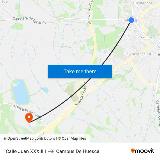 Calle Juan XXXIII I to Campus De Huesca map