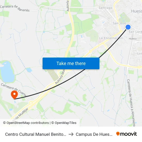 Centro Cultural Manuel Benito II to Campus De Huesca map