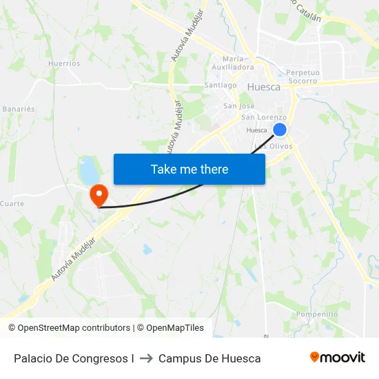 Palacio De Congresos I to Campus De Huesca map