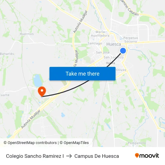 Colegio Sancho Ramirez I to Campus De Huesca map