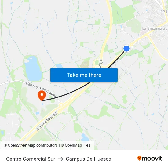Centro Comercial Sur to Campus De Huesca map