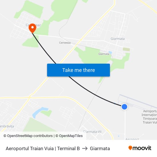 Aeroportul Traian Vuia to Giarmata map